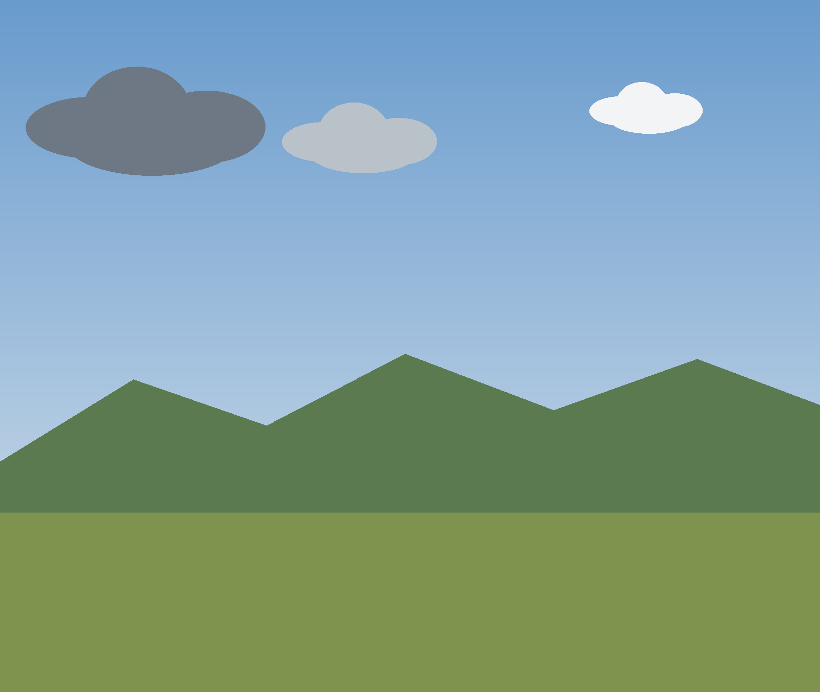 Deutsche Herbstlandschaft mit aufziehenden dunkleren Wolken vor einer Kaltfront